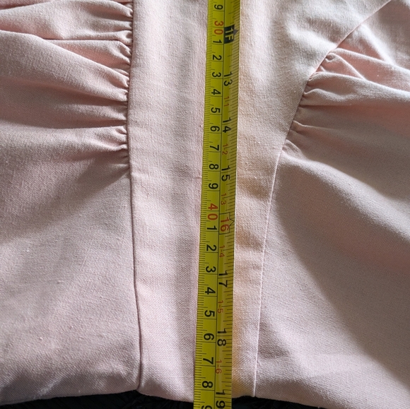 City Chic Linen Midi Dress Dusty Pink Puff Sleeve V-Neck Sundress Size 16, New! - Picture 12 of 12